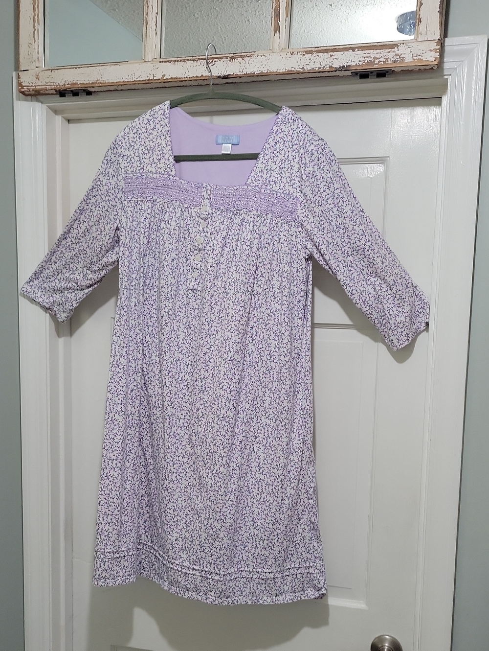 Celestial Dreams Lilac Prairie Style Nightgown  with Button  And Lace Detail L